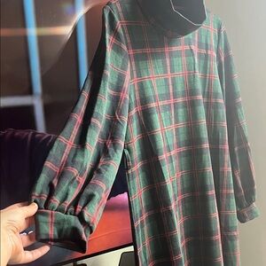 Plaid Long Sleeve Turtleneck Dress Modest Kaftan Holiday nwot from turkey